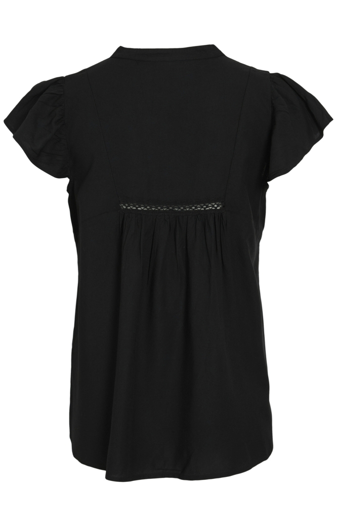 VIVISIA V-NECK C/S PLEATED TOP/TES 14106953 BLACK BEAUTY